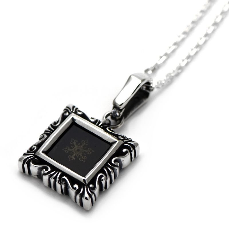 スノーフレーク 雪の結晶 オニキス シルバー925 ペンダント ネックレス