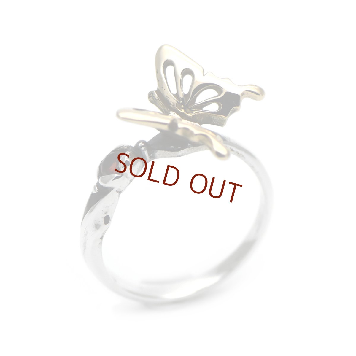 アゲハ蝶とつぼみのリング077SV/K10