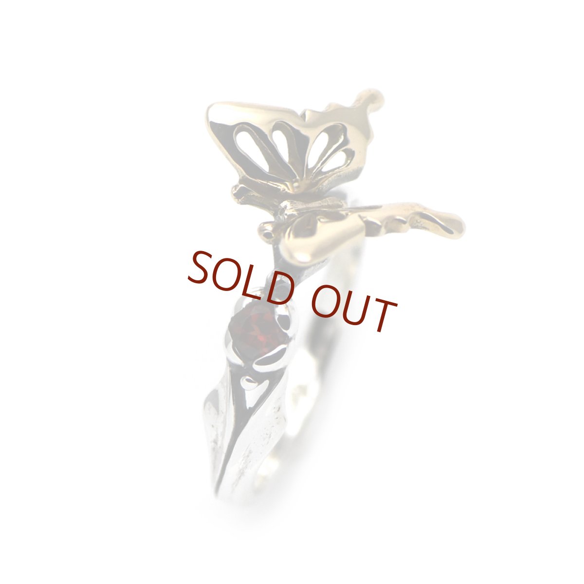 アゲハ蝶とつぼみのリング077SV/K10