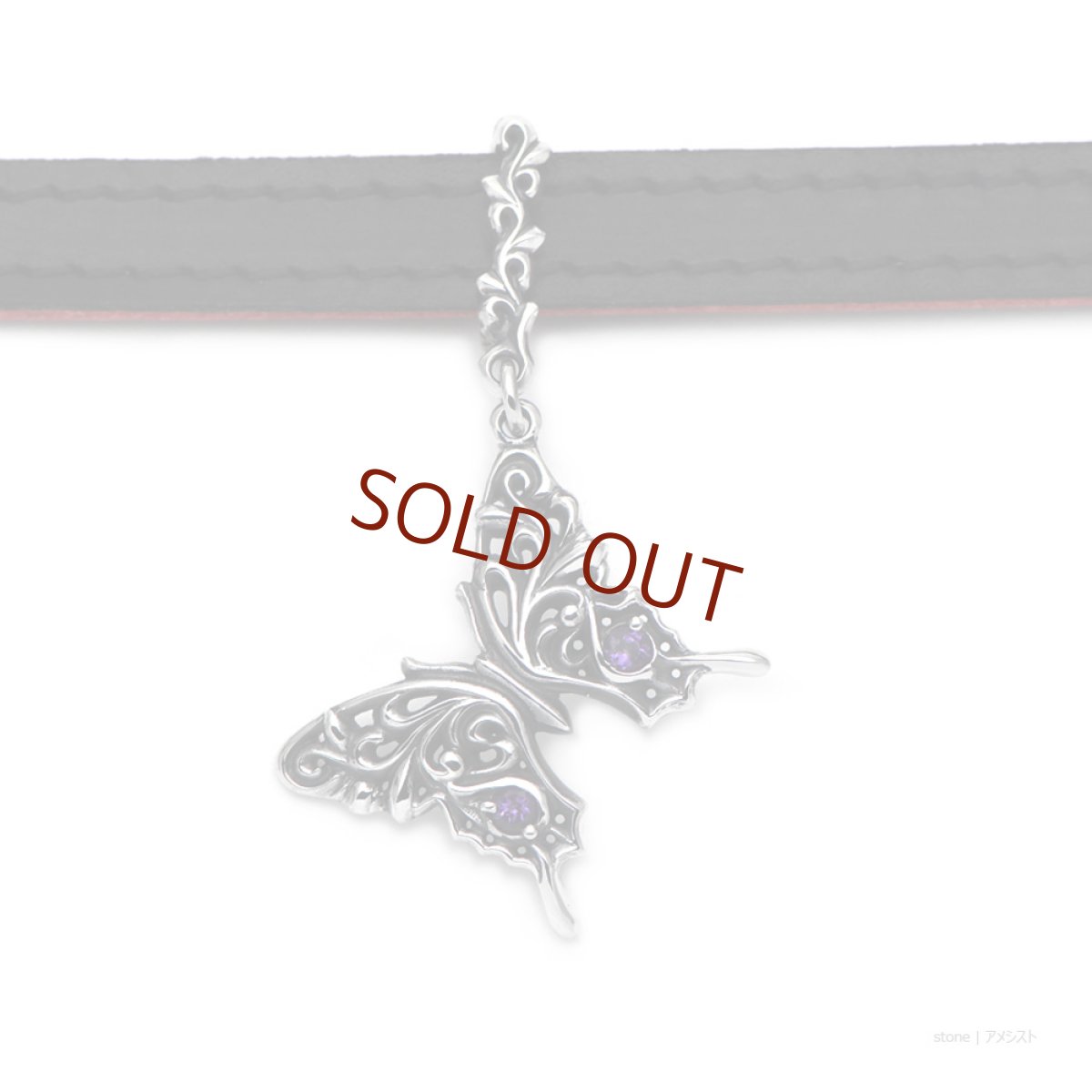 アゲハ蝶のレザーチョーカー(ブラック/レッド)