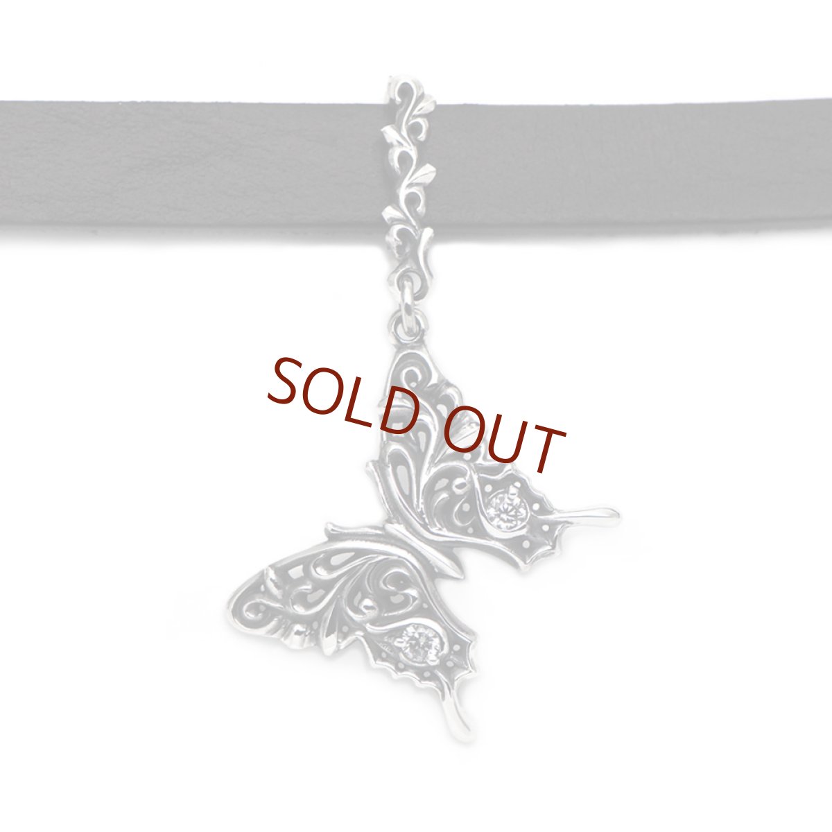 アゲハ蝶のレザーチョーカー(ブラック)