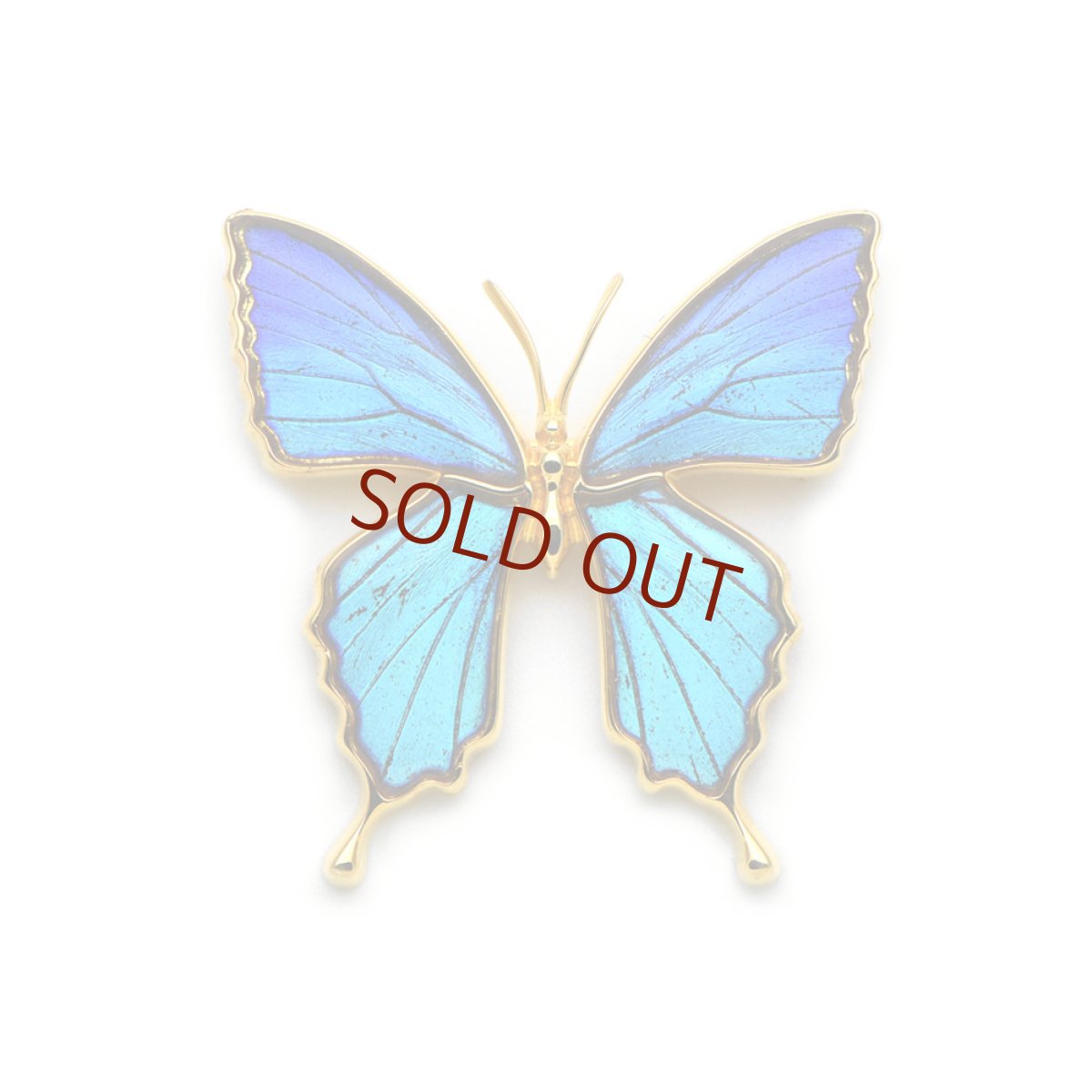 ブルーが美しいブローチ兼ペンダント(ゴールド)