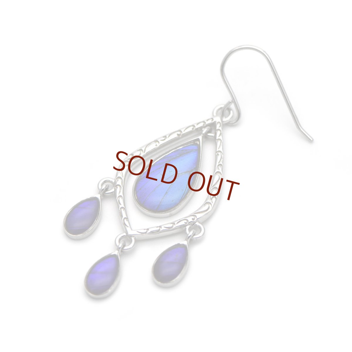 タミラスムラサキシジミ/ケンタウルスムラサキツバメ 蝶の翅 シルバー925 ピアス【Psyche|プシュケ】