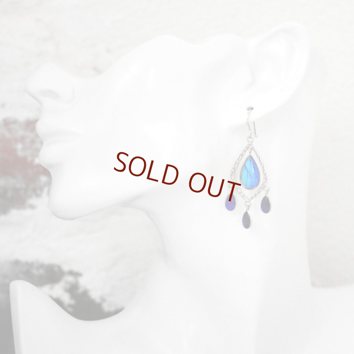 タミラスムラサキシジミ/ケンタウルスムラサキツバメ 蝶の翅 シルバー925 ピアス【Psyche|プシュケ】