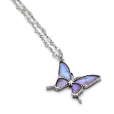 真珠色のグラデーションが美しい蝶のペンダント028(シルバー)