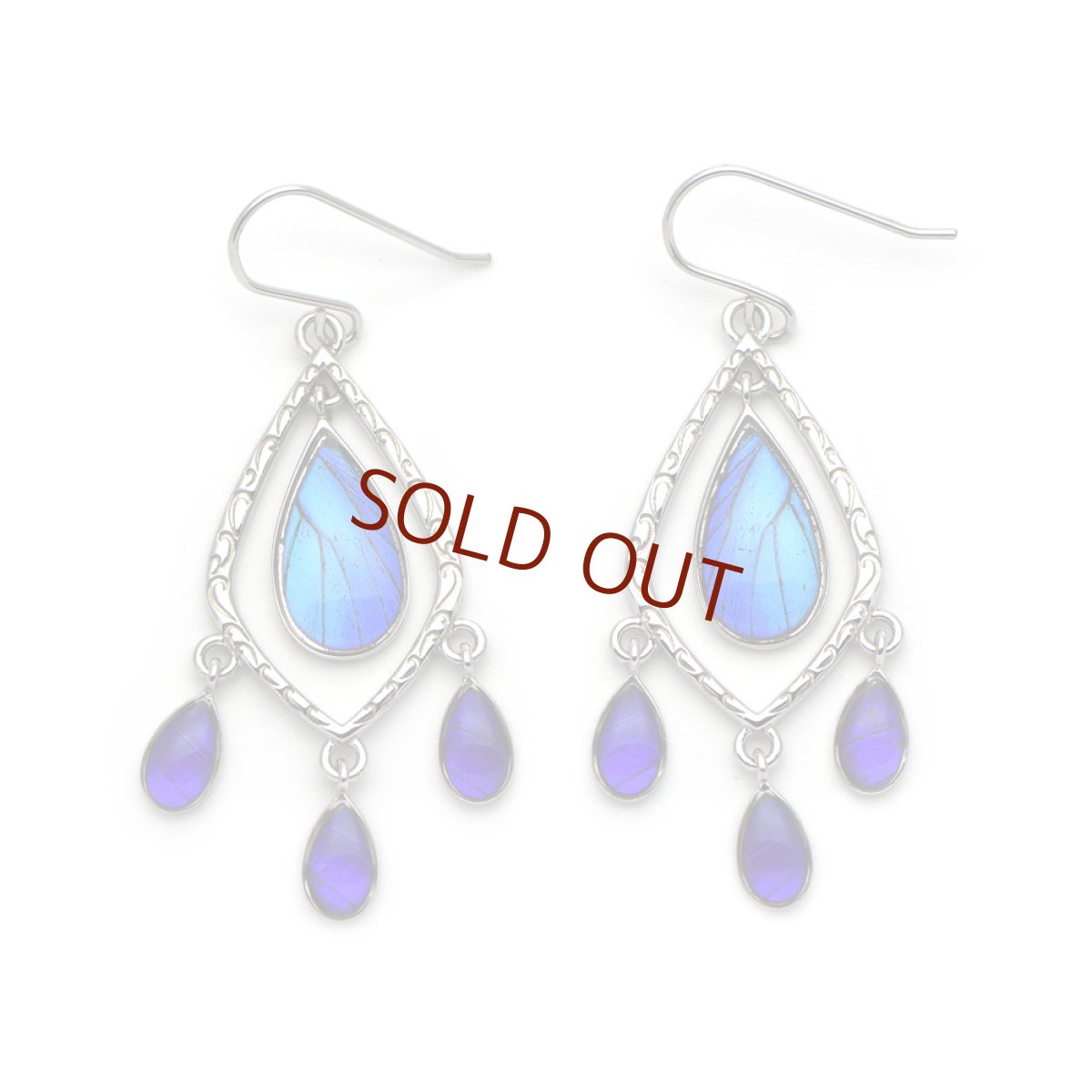 タミラスムラサキシジミ/ケンタウルスムラサキツバメ 蝶の翅 シルバー925 ピアス【Psyche|プシュケ】