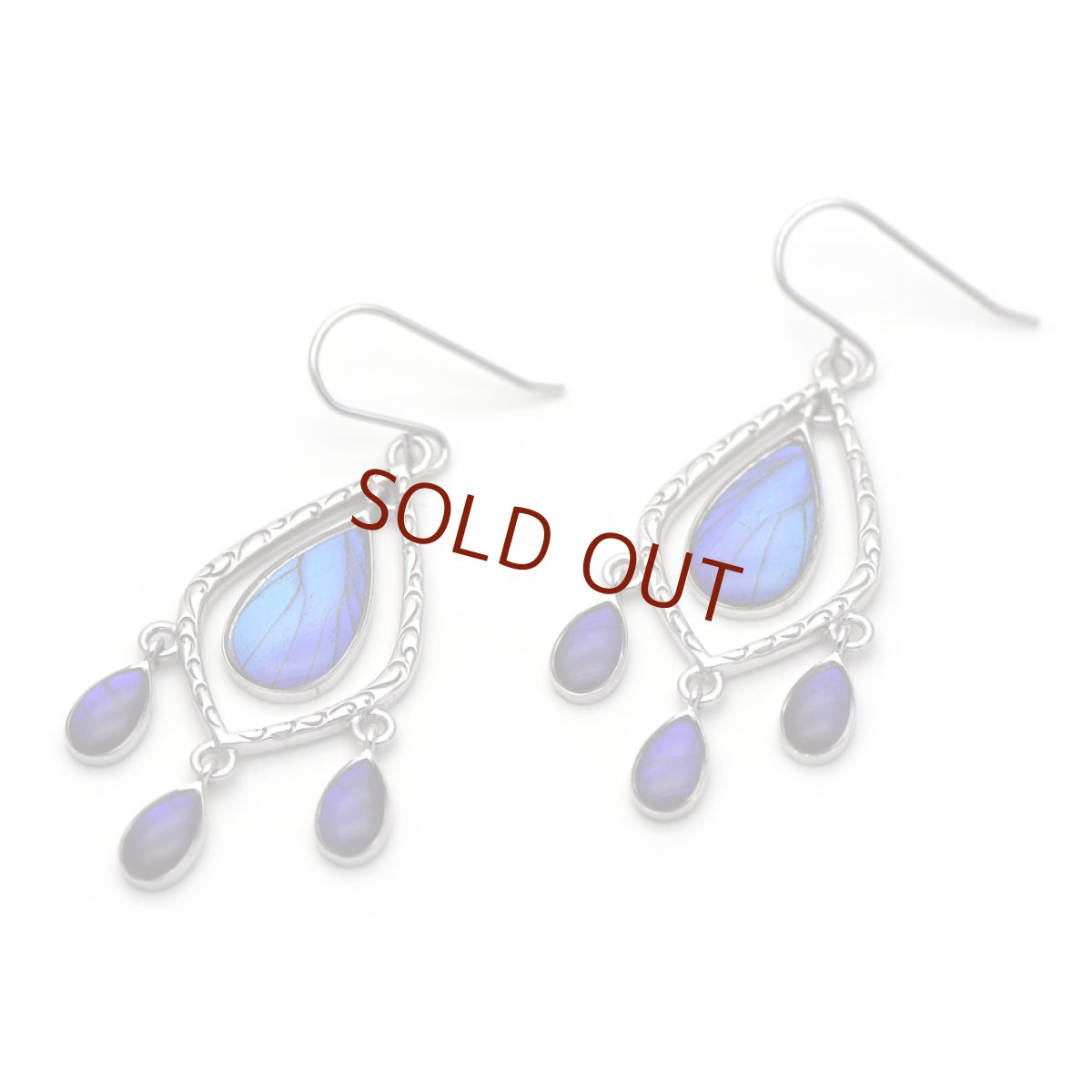 タミラスムラサキシジミ/ケンタウルスムラサキツバメ 蝶の翅 シルバー925 ピアス【Psyche|プシュケ】