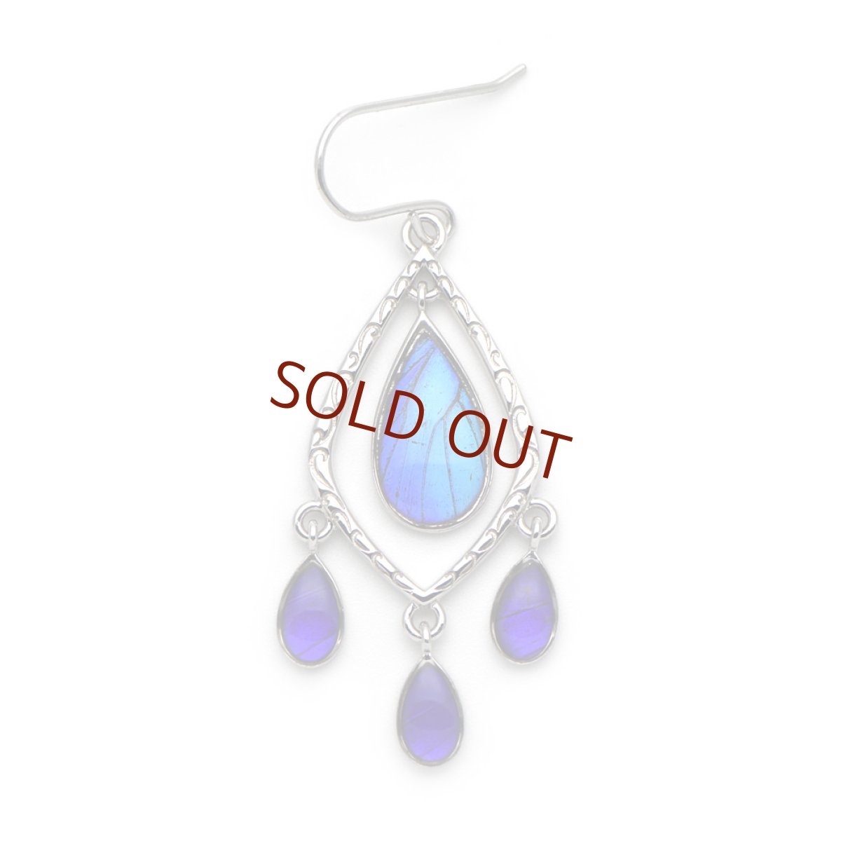 タミラスムラサキシジミ/ケンタウルスムラサキツバメ 蝶の翅 シルバー925 ピアス【Psyche|プシュケ】