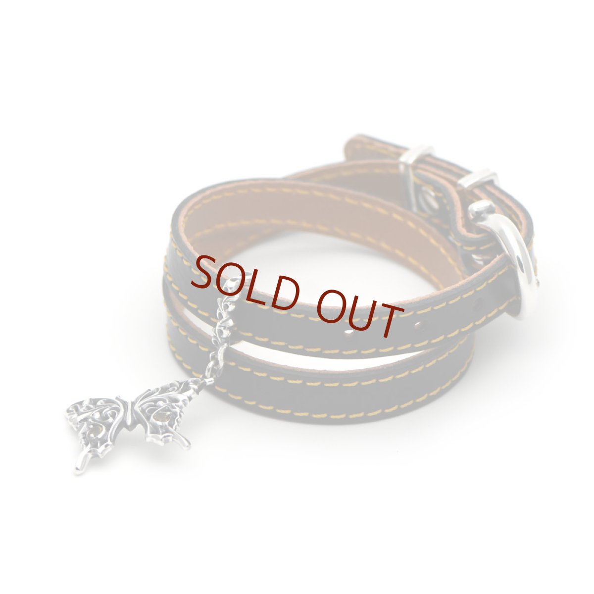 アゲハ蝶の限定レザーチョーカー/ブレスレット(ブラック/キャメル)