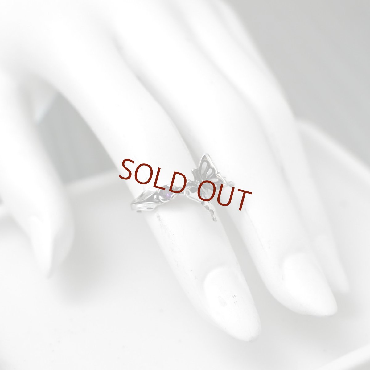 アゲハ蝶と花のつぼみのシルバーリング