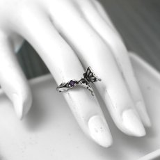 アゲハ蝶と花のつぼみのシルバーリング
