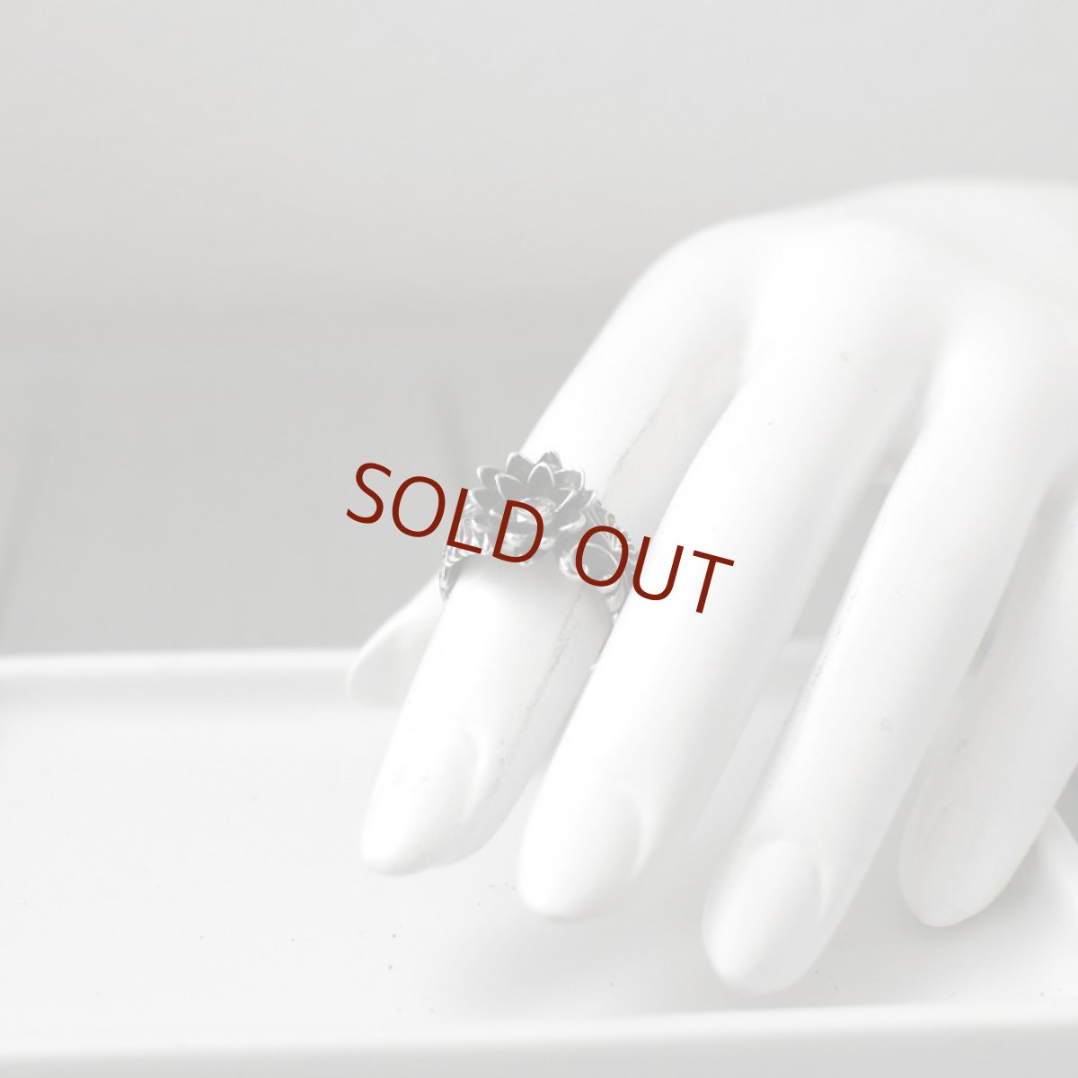 アゲハ蝶と蓮のシルバーリング 13号 クリアジルコニア