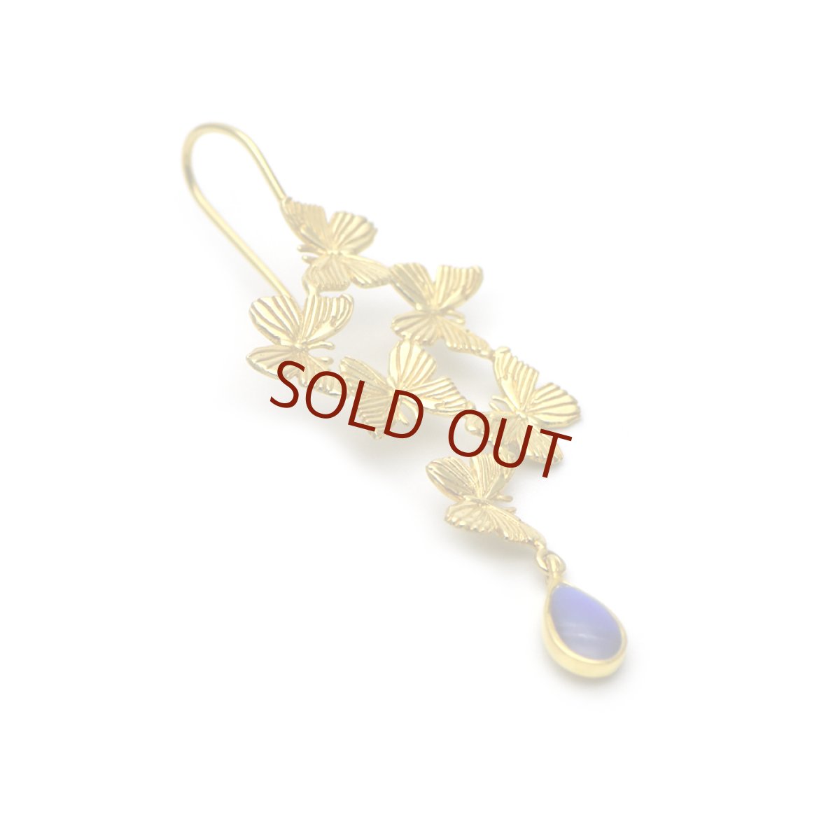 タミラスムラサキシジミ蝶 雫 ピアス(ゴールド)[片耳]【Psyche|プシュケ】