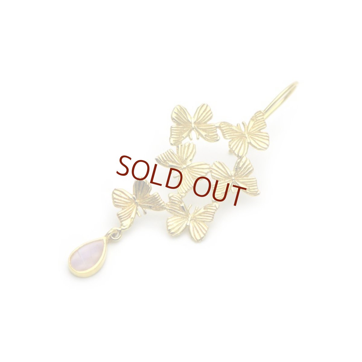 スルコウスキーモルフォ蝶 雫 ピアス(ゴールド)[片耳]【Psyche|プシュケ】