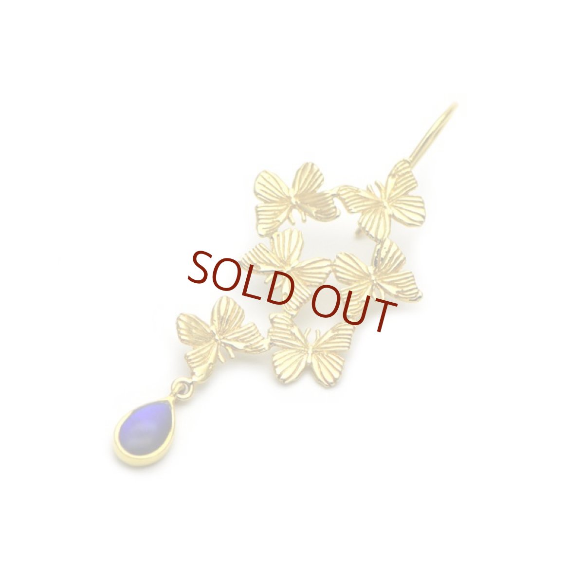 タミラスムラサキシジミ蝶 雫 ピアス(ゴールド)[片耳]【Psyche|プシュケ】