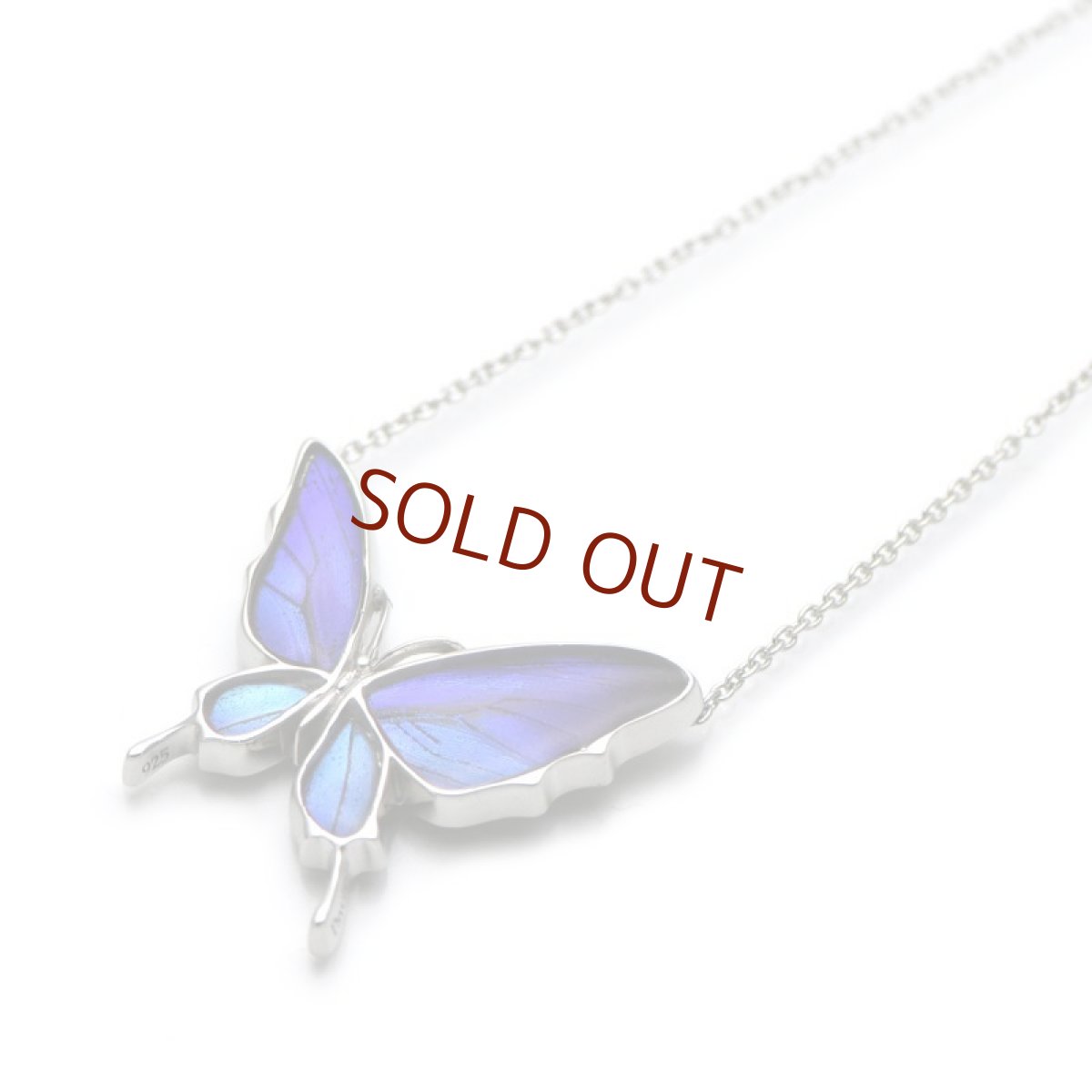 タミラスムラサキシジミ 蝶の翅 両吊りタイプペンダント(シルバー)【Psyche|プシュケ】