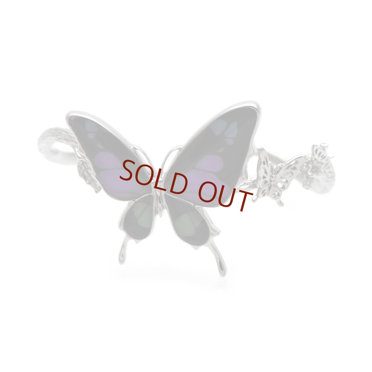 ミイロタイマイ 蝶の翅 ブラックカラー基調 バングル(シルバー)【Psyche|プシュケ】