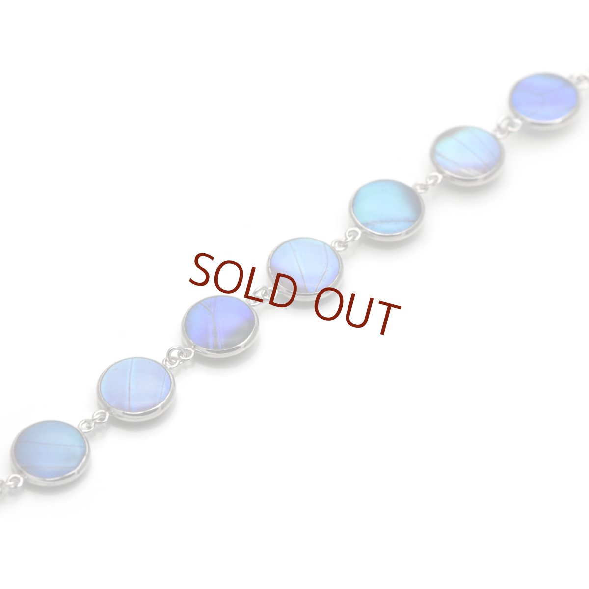 カキカモルフォ / ゼフィリティスモルフォ 蝶の翅 7珠 ブレスレット(シルバー)【Psyche|プシュケ】