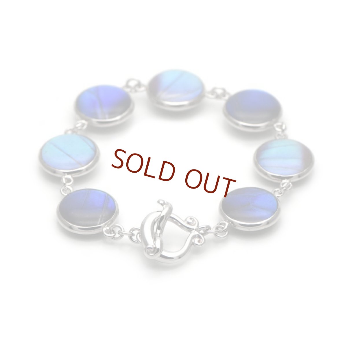 カキカモルフォ / ゼフィリティスモルフォ 蝶の翅 7珠 ブレスレット(シルバー)【Psyche|プシュケ】