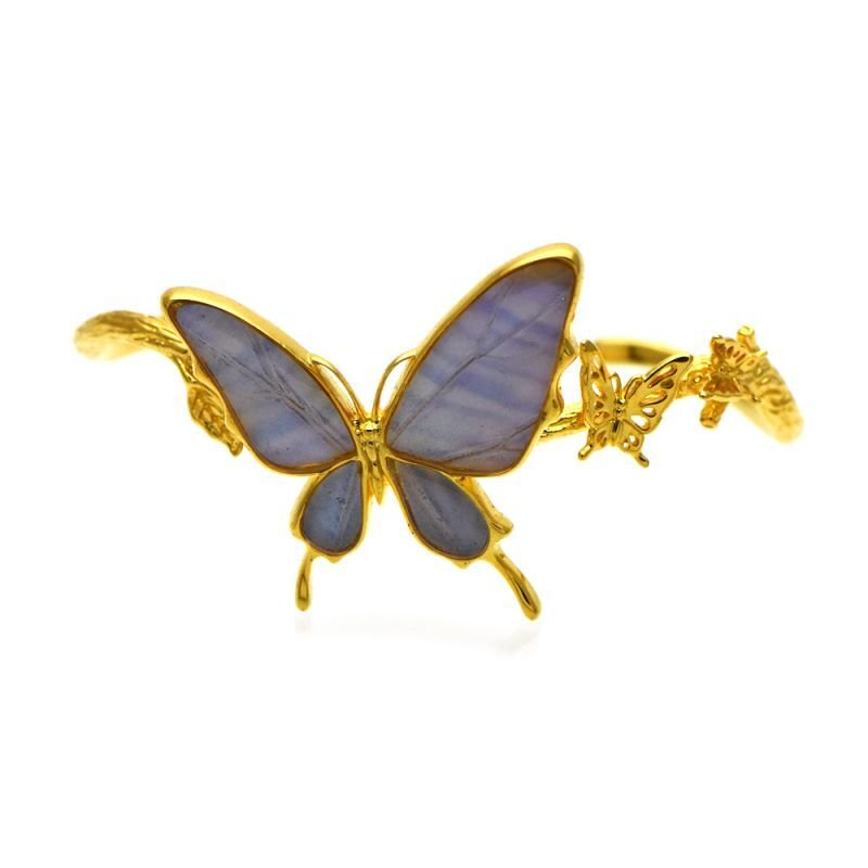 スルコウスキーモルフォ 蝶の翅 バングル シルバー925 (ゴールド