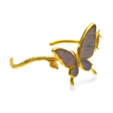 スルコウスキーモルフォ 蝶の翅 パールカラーグラデーション バングル(ゴールド)【Psyche|プシュケ】