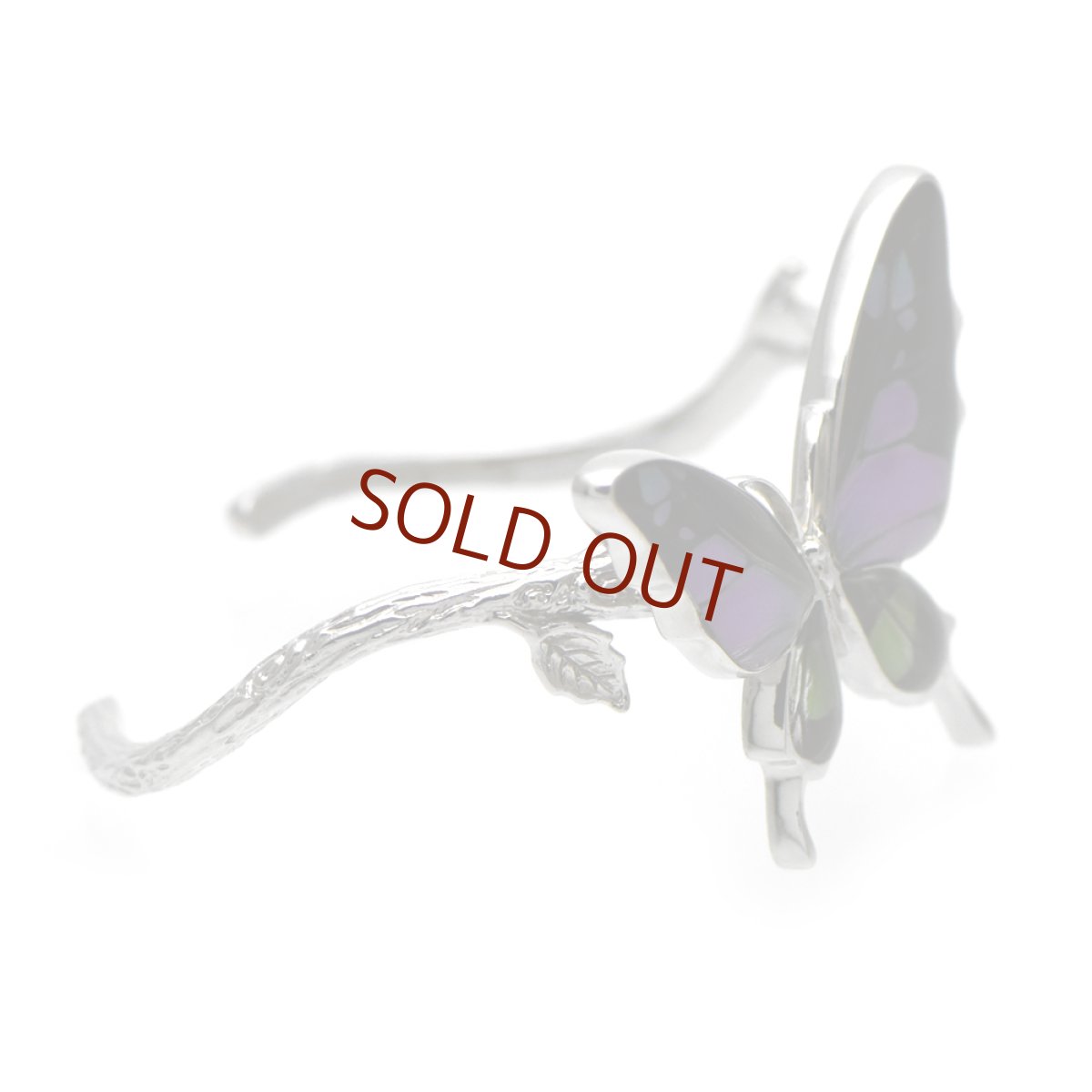 ミイロタイマイ 蝶の翅 ブラックカラー基調 バングル(シルバー)【Psyche|プシュケ】