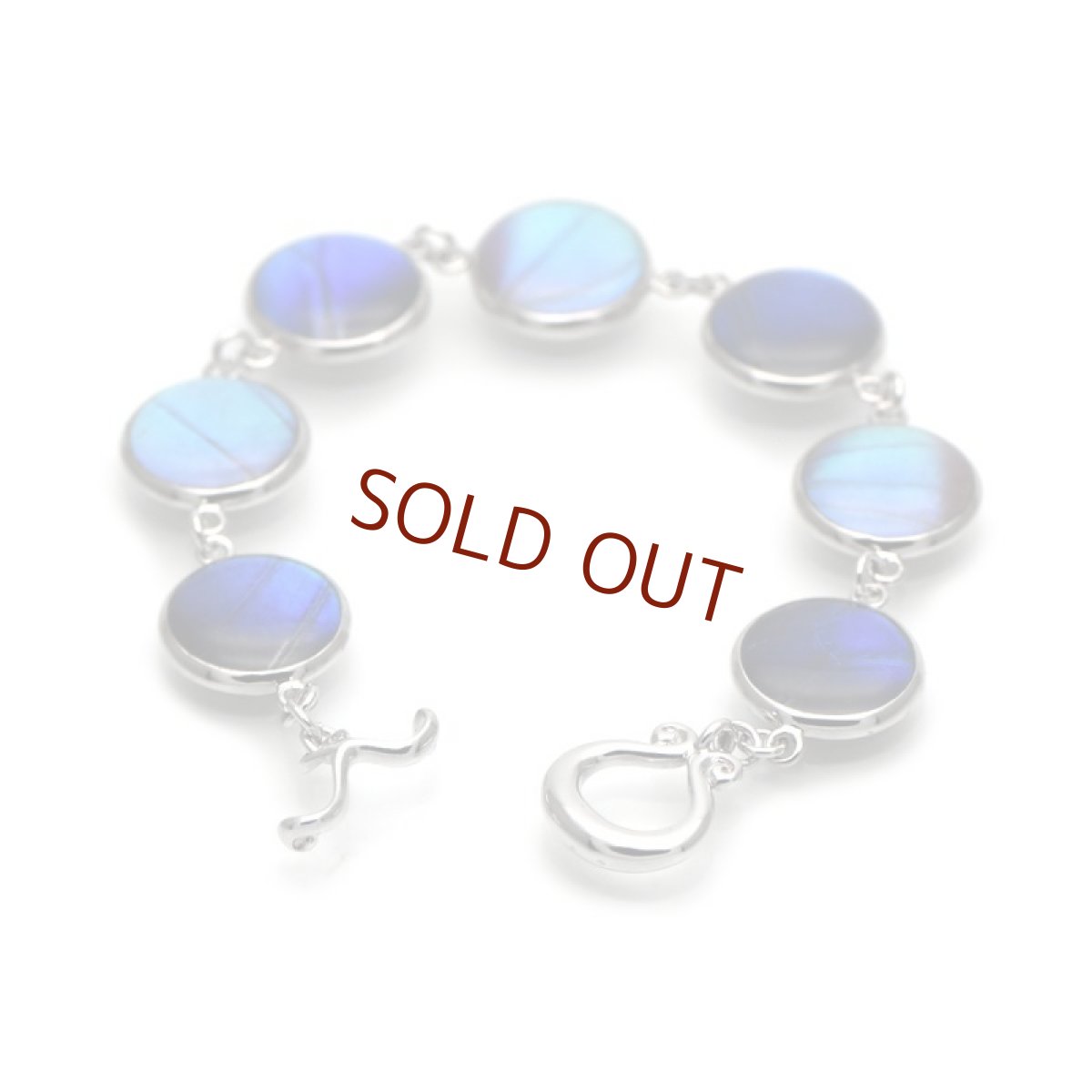 カキカモルフォ / ゼフィリティスモルフォ 蝶の翅 7珠 ブレスレット(シルバー)【Psyche|プシュケ】