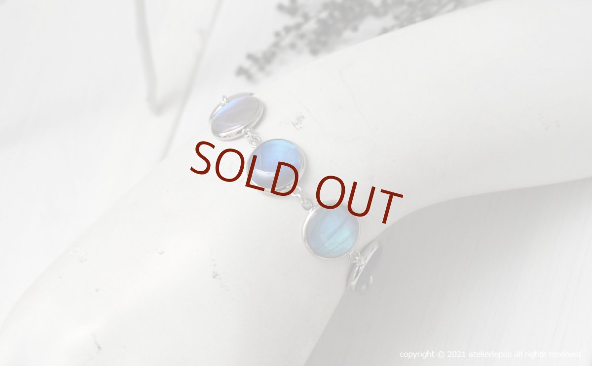 カキカモルフォ / ゼフィリティスモルフォ 蝶の翅 7珠 ブレスレット(シルバー)【Psyche|プシュケ】