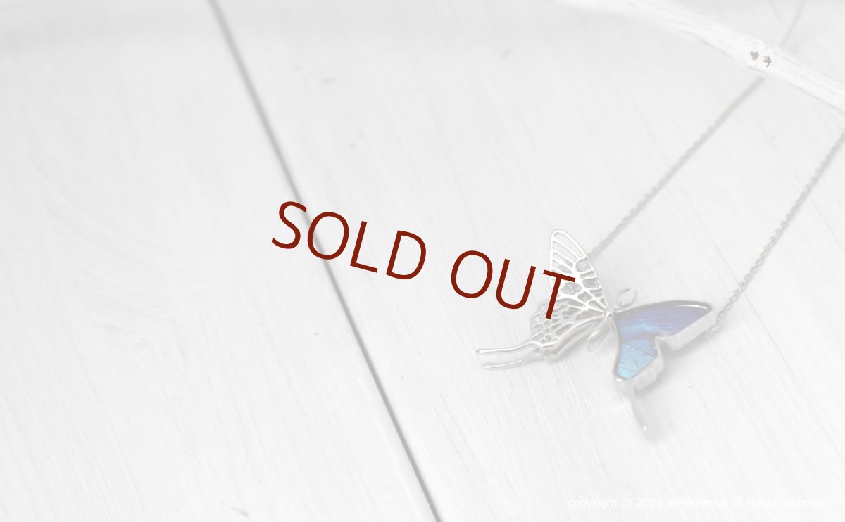 タミラスムラサキシジミ 蝶の翅 透かしの二枚羽デザイン ペンダント(シルバー)【Psyche|プシュケ】