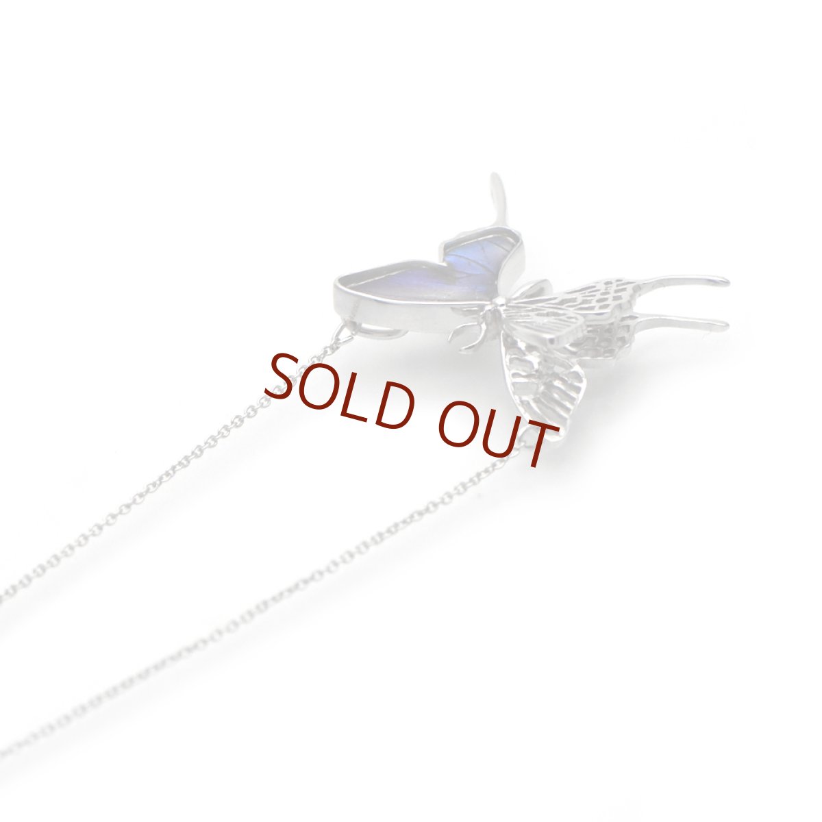 タミラスムラサキシジミ 蝶の翅 透かしの二枚羽デザイン ペンダント(シルバー)【Psyche|プシュケ】