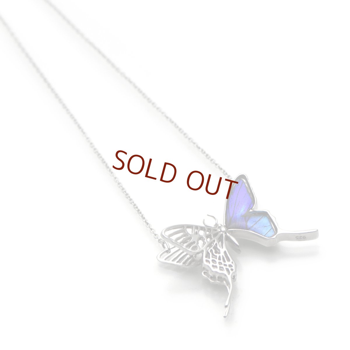 タミラスムラサキシジミ 蝶の翅 透かしの二枚羽デザイン ペンダント(シルバー)【Psyche|プシュケ】