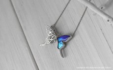タミラスムラサキシジミ 蝶の翅 透かしの二枚羽デザイン ペンダント(シルバー)【Psyche|プシュケ】