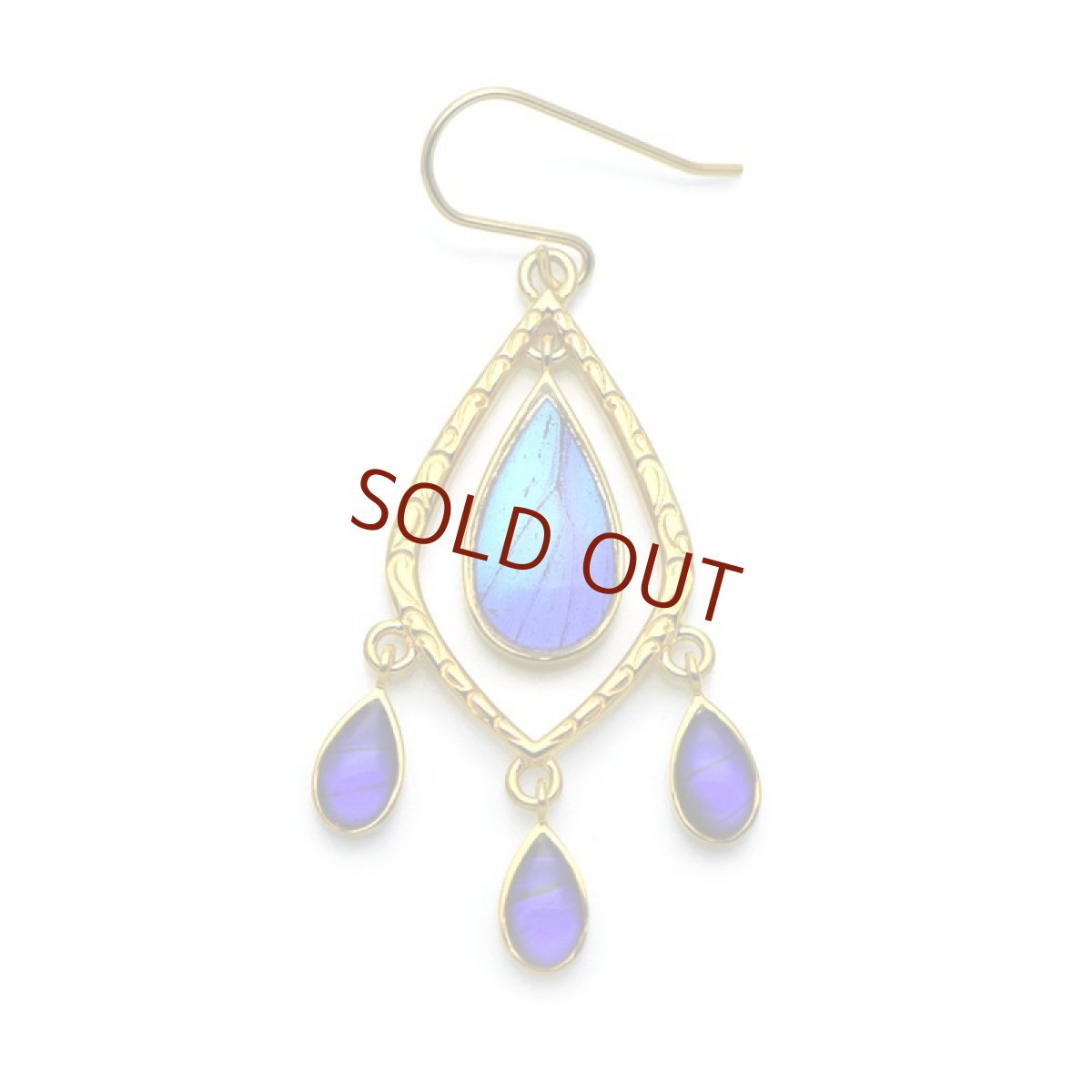 タミラスムラサキシジミ/ケンタウルスムラサキツバメ 蝶の翅 ピアス(ゴールド)[片耳]【Psyche|プシュケ】