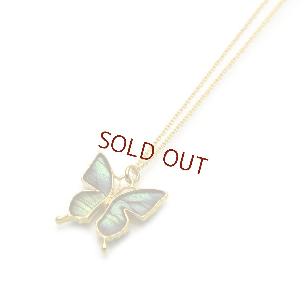 ミドリシジミ 蝶の翅 ペンダント (ゴールド)【Psyche|プシュケ】