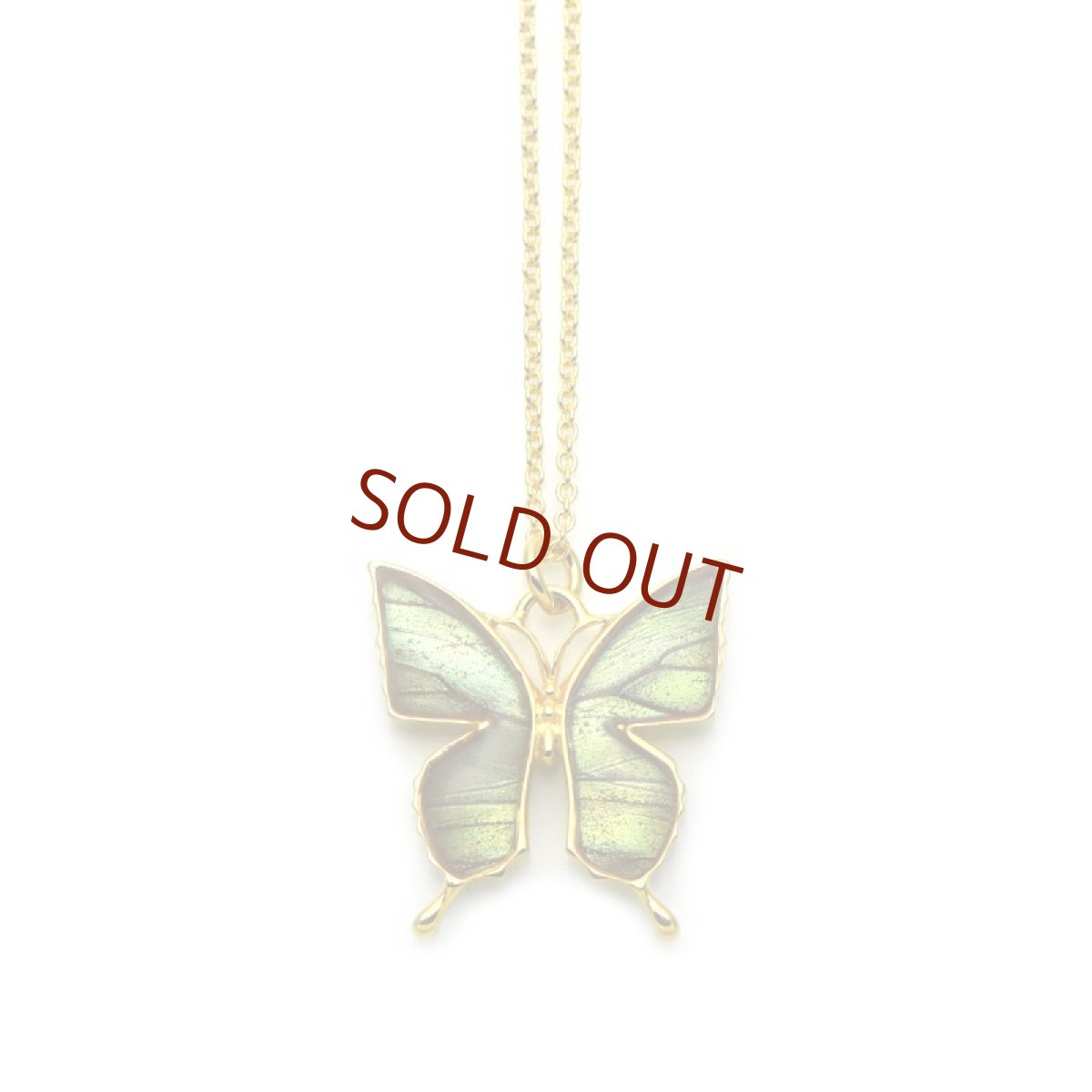 ミドリシジミ 蝶の翅 ペンダント (ゴールド)【Psyche|プシュケ】