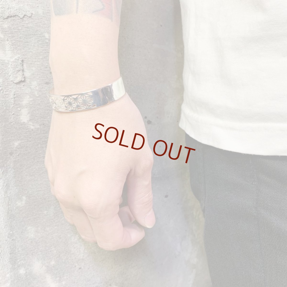 麻の葉 腕飾り 和柄 シルバー925 バングル (シルバー)【KANAME | 金目(かなめ)】