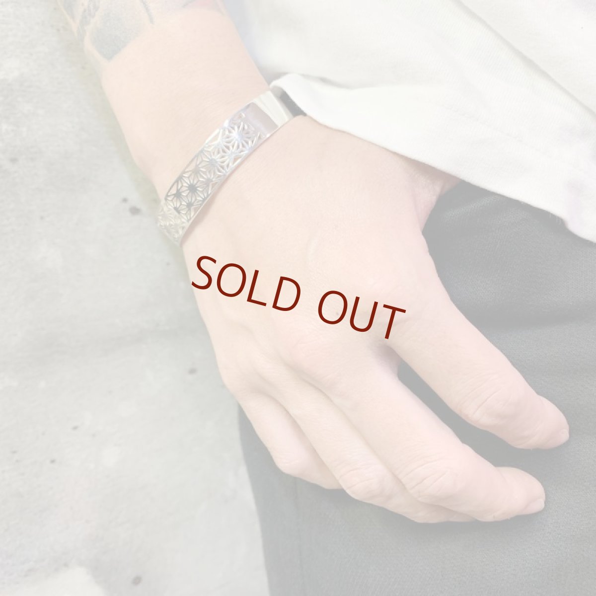 麻の葉 腕飾り 和柄 シルバー925 バングル (シルバー)【KANAME | 金目(かなめ)】