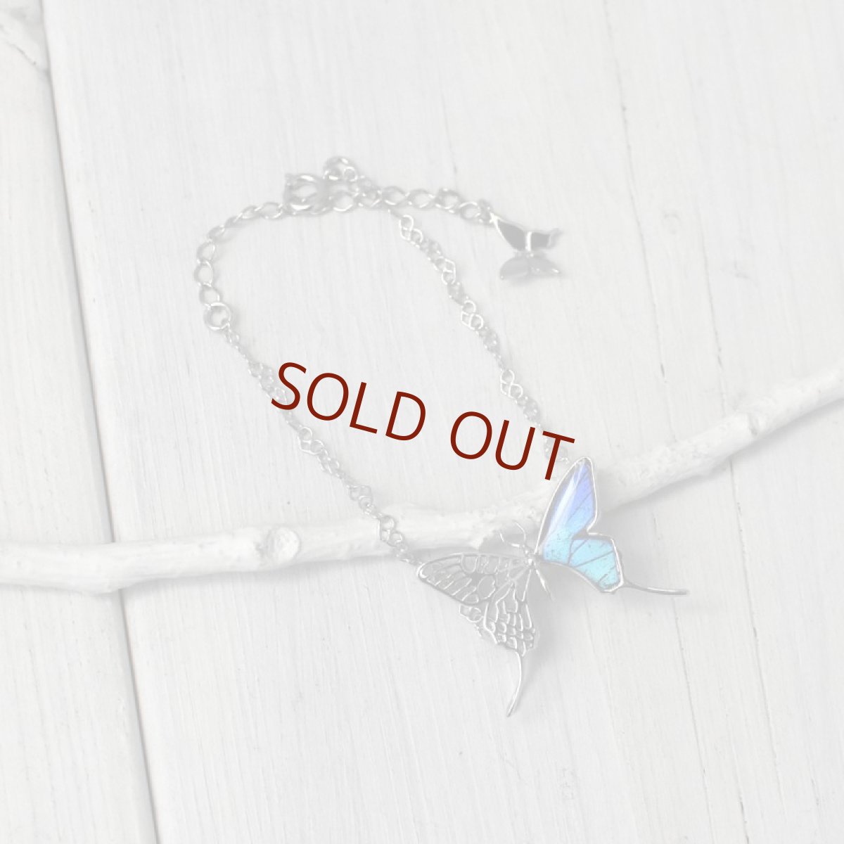 タミラスムラサキシジミ 蝶の翅 チェーン ブレスレット(シルバー)【Psyche|プシュケ】