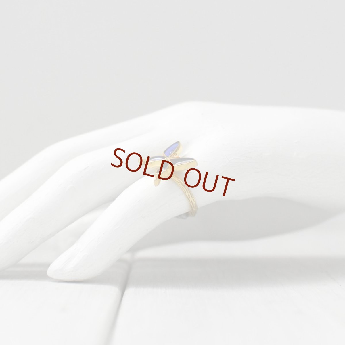 カキカモルフォ 蝶の翅 シルバー925 リング (ゴールド)【Psyche|プシュケ】