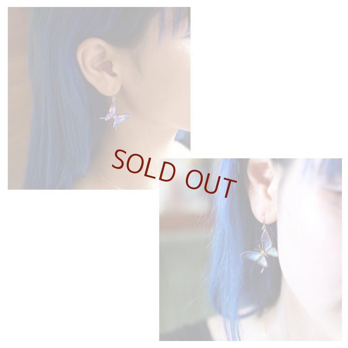 カキカモルフォ 蝶の翅 シルバー925 ピアス【Psyche|プシュケ】