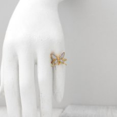 スルコウスキーモルフォ 蝶の翅 シルバー925リング (ゴールド)【Psyche|プシュケ】
