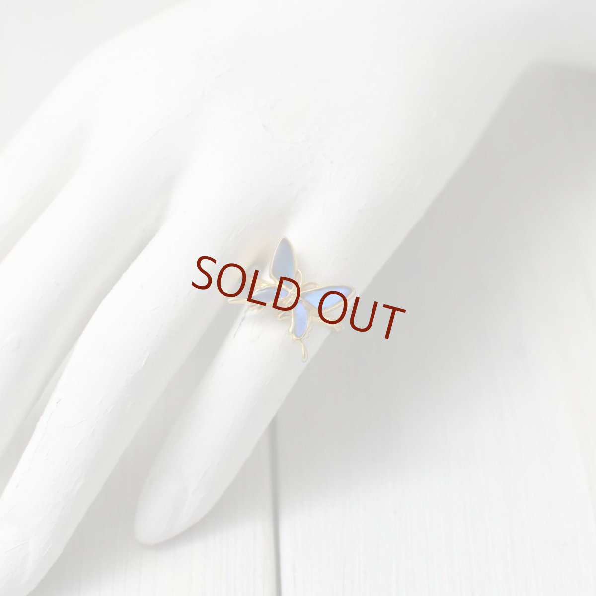 カキカモルフォ 蝶の翅 シルバー925 リング (ゴールド)【Psyche|プシュケ】