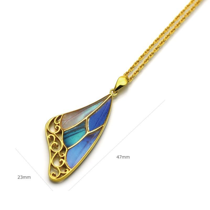 4種類の蝶の翅 上羽デザイン シルバー925 ペンダント ネックレス