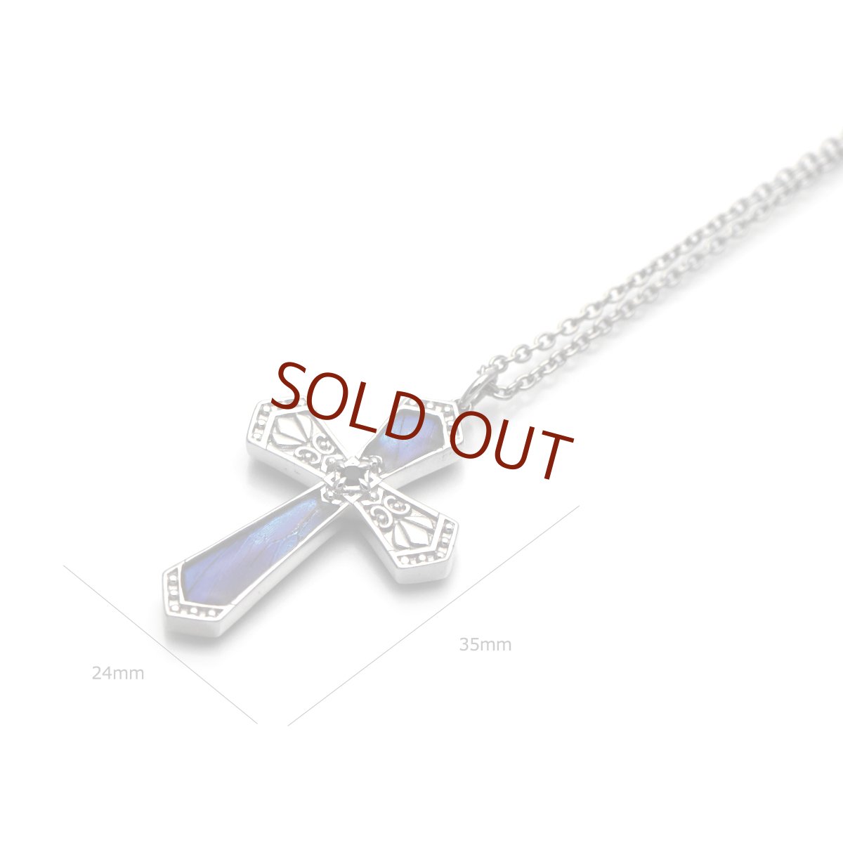 タミラスムラサキシジミ 蝶の翅 クロス シルバー925 ペンダント ネックレス【Psyche|プシュケ】