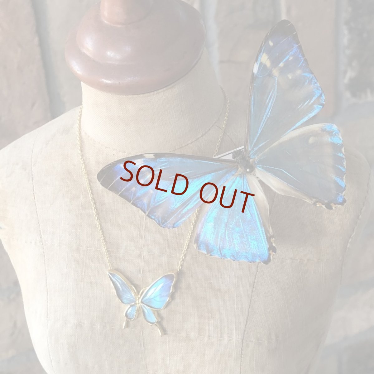 タミラスムラサキシジミ 蝶の翅 両吊り シルバー925 ペンダント ネックレス  (ゴールド)【Psyche|プシュケ】