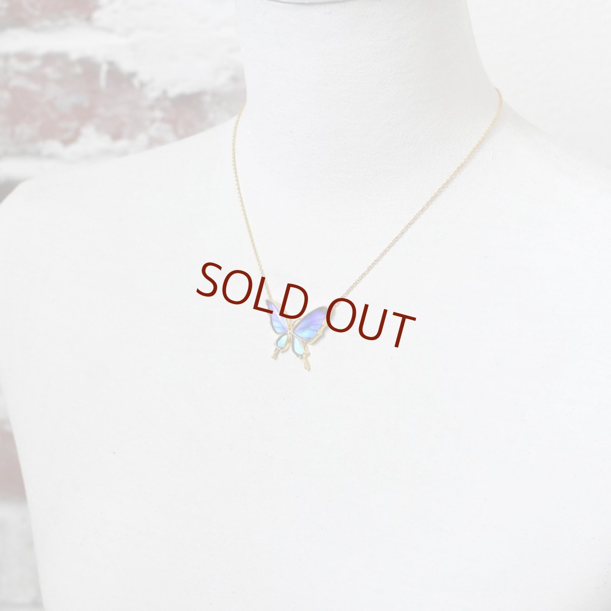 タミラスムラサキシジミ 蝶の翅 両吊り シルバー925 ペンダント ネックレス  (ゴールド)【Psyche|プシュケ】