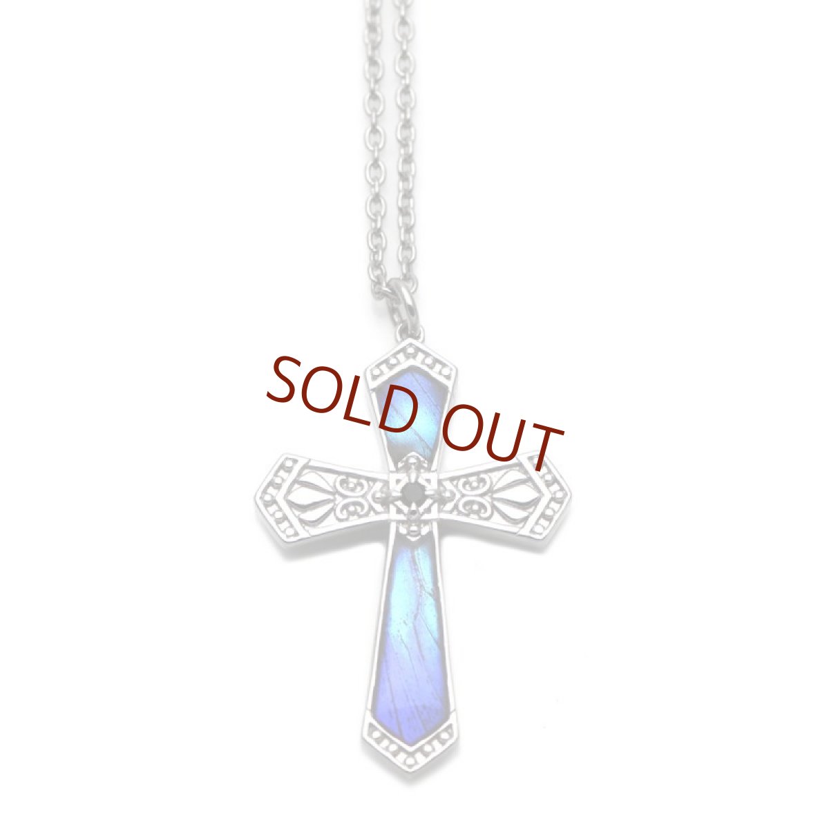 タミラスムラサキシジミ 蝶の翅 クロス シルバー925 ペンダント ネックレス【Psyche|プシュケ】