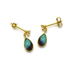 ドクソコパチェルビナ 蝶の翅 一粒雫 シルバー925 ピアス (ゴールド) [両耳]【Psyche|プシュケ】