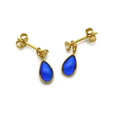 カキカモルフォ 蝶の翅 一粒雫 シルバー925 ピアス (ゴールド) [両耳]【Psyche|プシュケ】