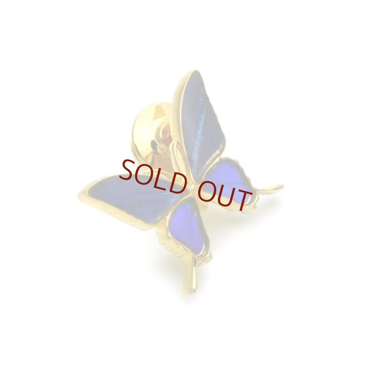 カキカモルフォ 蝶の翅 ラペルピン シルバー925 (ゴールド)【Psyche|プシュケ】